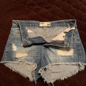 Jean shorts, distressed, size is 3